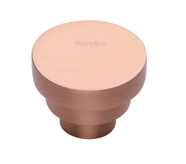Heritage Brass Round Stepped Cabinet Knob (32mm OR 38mm), Satin Rose Gold