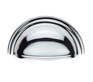 Fingertip Victorian Cup Pull Handles (76mm C/C), Polished Chrome