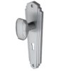 Heritage Brass Charlston Art Deco Style Door Knobs On Backplate, Satin Chrome (sold in pairs)