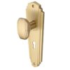 Heritage Brass Charlston Art Deco Style Door Knobs On Backplate, Satin Brass (sold in pairs)