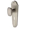 Heritage Brass Charlston Art Deco Style Door Knobs On Backplate, Satin Nickel (sold in pairs)