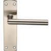 Eurospec Mitred Stainless Steel Door Handles On Backplates, Satin Stainless Steel (sold in pairs)
