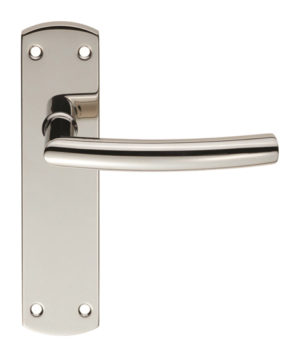 Eurospec Arched Stainless Steel Door Handles On Backplates, Polished Stainless Steel (sold in pairs)