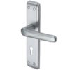 Heritage Brass Deco Door Handles On Backplate, Satin Chrome (sold in pairs)