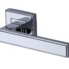 Heritage Brass Linear Polished Chrome Art Deco Style Door Handles On Square Rose (sold in pairs)