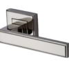 Heritage Brass Linear Polished Nickel Art Deco Style Door Handles On Square Rose (sold in pairs)