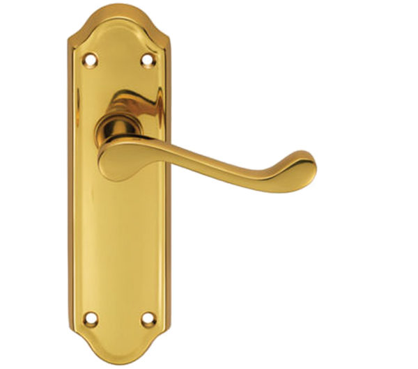 Ashtead Door Handles On Backplate, Polished Brass (sold in pairs)