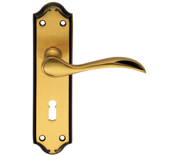 Madrid Door Handles On Backplate, Florentine Bronze (sold in pairs)