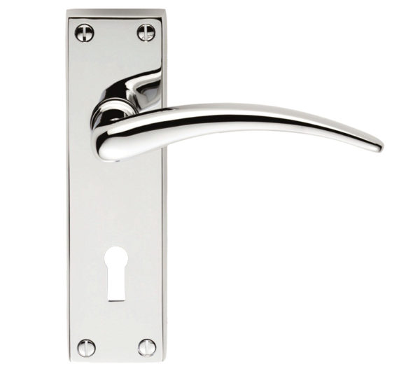 Wing Door Handles On Backplate, Polished Chrome (sold in pairs)