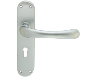 Manital Ibra Door Handles On Backplate, Satin Chrome (sold in pairs)