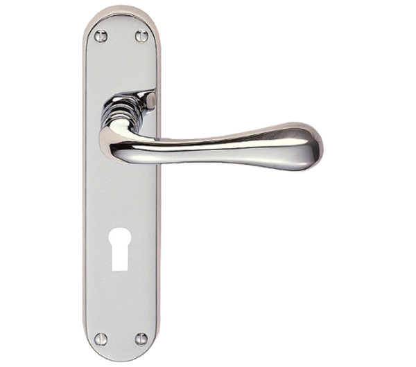 Manital Astro Door Handles On Backplate, Polished Chrome (sold in pairs)