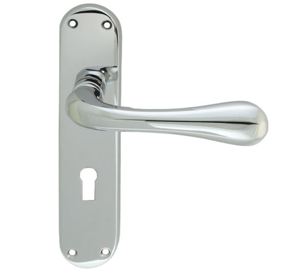 Manital Astro Door Handles On Backplate, Satin Chrome (sold in pairs)