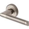 Heritage Brass Ellipse Apollo Finish Satin Chrome With Polished Chrome Edge Door Handles On Round Rose (sold in pairs)