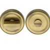 Heritage Brass Art Deco Style Round 53mm Diameter Turn & Release, Antique Brass Finish