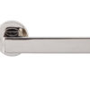Sasso Door Handles On Round Rose, Polished Nickel (sold in pairs)
