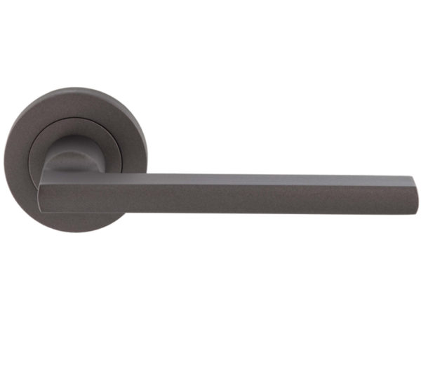 Trentino Door Handles On Round Rose, Matt Bronze (sold in pairs)