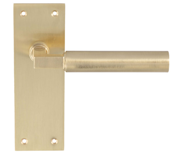 Amiata Door Handles On Slim Backplate, Satin Brass (sold in pairs)