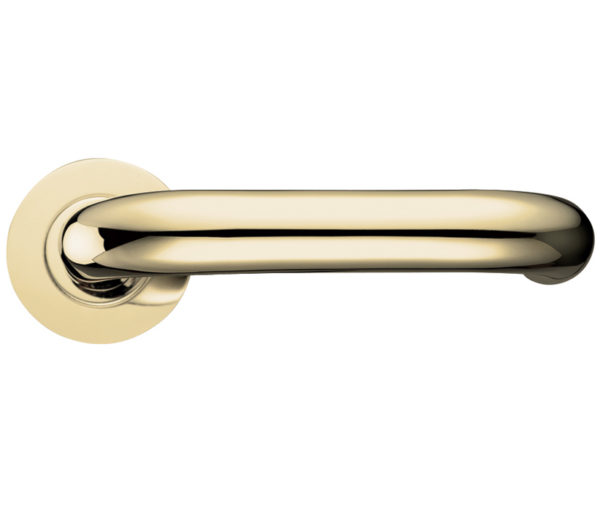 Zoo Hardware Fulton & Bray RTD Lever On Round Rose, Polished Brass (sold in pairs)