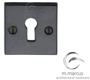 M Marcus Square Standard Profile Escutcheon, Smooth Black Iron -