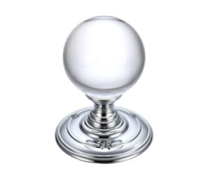 Zoo Hardware Fulton & Bray Clear Glass Ball Mortice Door Knobs, Polished Chrome (sold in pairs)