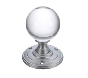 Zoo Hardware Fulton & Bray Clear Glass Ball Mortice Door Knobs, Satin Chrome - (sold in pairs)