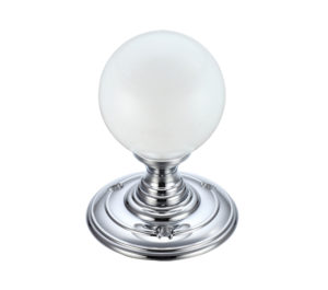 Zoo Hardware Fulton & Bray Frosted Glass Ball Mortice Door Knobs, Polished Chrome - (sold in pairs)