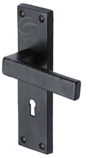 M Marcus Cheswell Door Handles, Smooth Black Iron (sold in pairs)