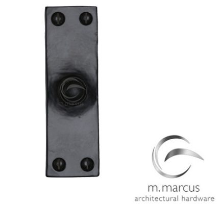 M Marcus Plain Bell Push (103mm x 32mm), Smooth Black Iron