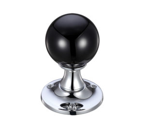 Zoo Hardware Fulton & Bray Black Glass Ball Mortice Door Knobs, Polished Chrome - (sold in pairs)