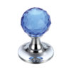 Zoo Hardware Fulton & Bray Facetted Blue Glass Ball Mortice Door Knobs, Polished Chrome - (sold in pairs)