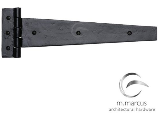 M Marcus Strap Hinge (12", 15" OR 18"), Smooth Black Iron