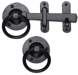 M Marcus Ring Gate Latch (170mm Length), Smooth Black Iron