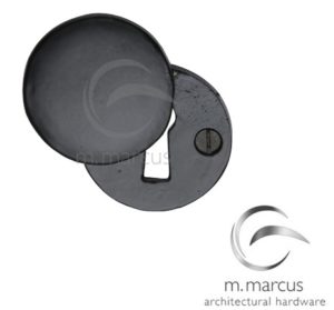 M Marcus Covered Standard Profile Escutcheon, Smooth Black Iron -