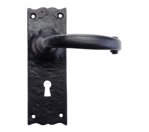 Zoo Hardware Foxcote Foundries Traditional Door Handles On Backplate, Black Antique (sold in pairs)