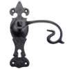 Zoo Hardware Foxcote Foundries Fleur De Lys Door Handles On Backplate, Black Antique (sold in pairs)