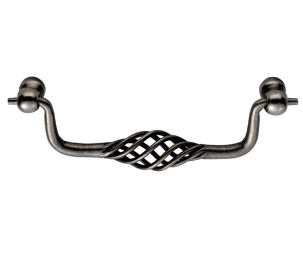 Fingertip Steel Cage Drop Cabinet Pull Handle (128mm C/C), Antique Steel