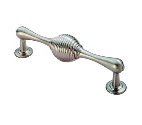 Fingertip Reeded Pull Handle (128mm C/C), Satin Nickel