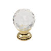 Fingertip Crystal Clear Faceted Cupboard Knob (25mm, 31mm, 35mm OR 40mm), Polished Brass