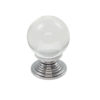 Fingertip Crystal Clear Ball Cupboard Knob (30mm OR 34mm), Polished Chrome