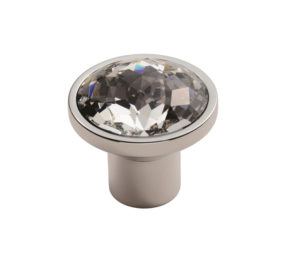 Fingertip Round Crystal Cupboard Knob (34mm Diameter), Polished Chrome