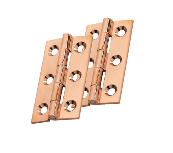 Fingertip Cabinet Hinges (50mm x 28mm OR 64mm x 35mm), Polished Copper (sold in pairs)
