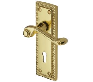 Heritage Brass Georgian Polished Brass Door Handles (sold in pairs)