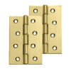 4 Inch Double Washered Hinges, Polished Brass (sold in pairs)