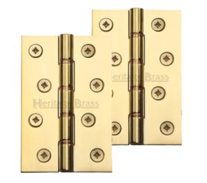 Heritage Brass 4" x 2 5/8" Heavier Duty Double Phosphor Washered Butt Hinges, Polished Brass - (sold in pairs)