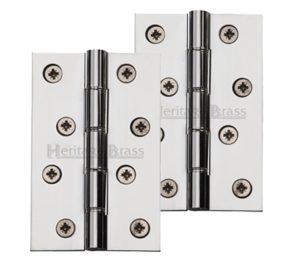 Heritage Brass 4" x 2 5/8" Heavier Duty Double Phosphor Washered Butt Hinges, Polished Chrome - (sold in pairs)