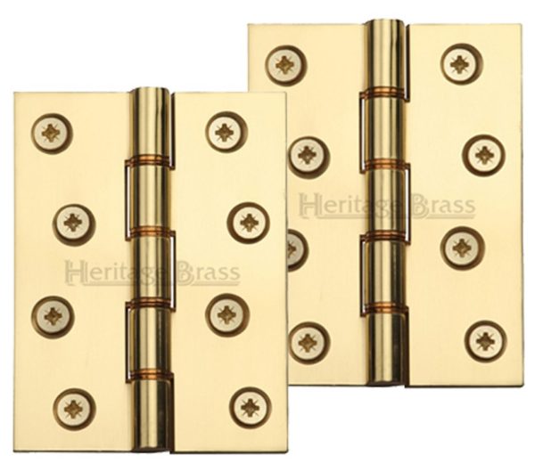 Heritage Brass 4 Inch Heavier Duty Double Phosphor Washered Butt Hinges, Polished Brass - (sold in pairs)