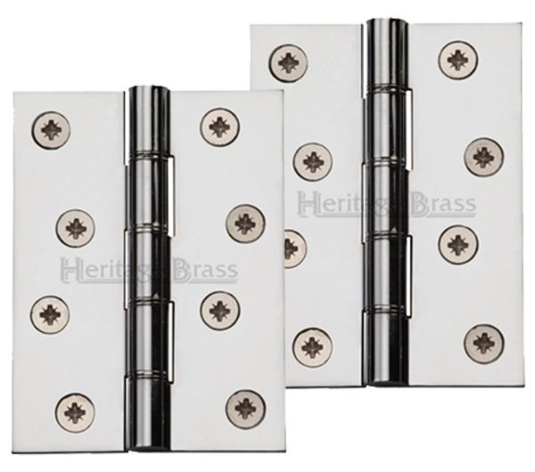 Heritage Brass 4 Inch Heavier Duty Double Phosphor Washered Butt Hinges, Polished Chrome - (sold in pairs)