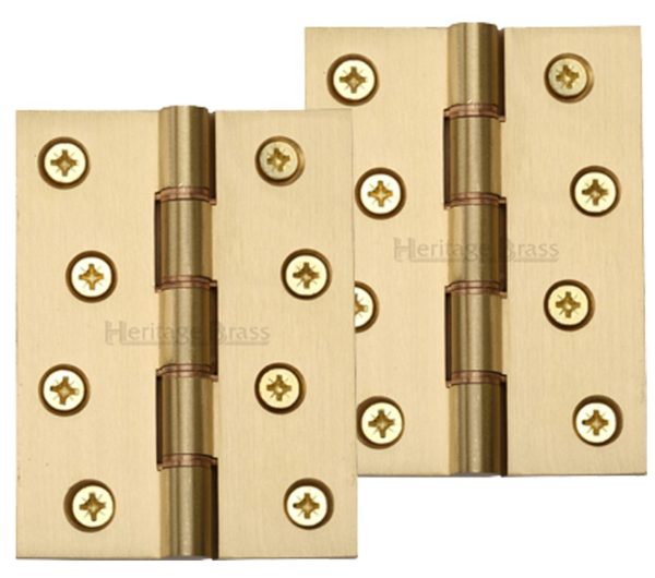 Heritage Brass 4 Inch Heavier Duty Double Phosphor Washered Butt Hinges, Satin Brass - (sold in pairs)