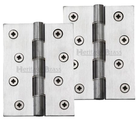 Heritage Brass 4 Inch Heavier Duty Double Phosphor Washered Butt Hinges, Satin Chrome - (sold in pairs)