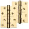 Heritage Brass 4" x 3" Ball Bearing (Steel Pin) Hinges, Polished Brass (sold in pairs)